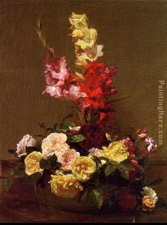 Gladiolas and Roses painting - Henri Fantin-Latour Gladiolas and Roses art painting